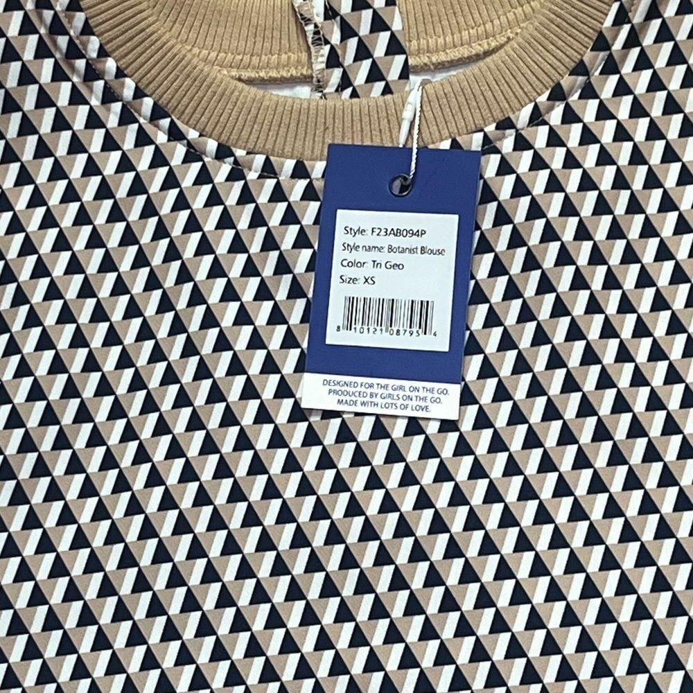 Addison Bay Botanist Peplum Top Navy Tan XS - Picture 6 of 13